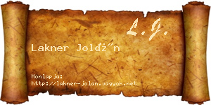 Lakner Jolán névjegykártya